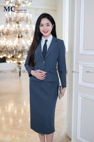 SET VEST CHÂN VÁY GHI TAV438/CV103