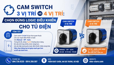 🔄 Cam Switch 3 vị trí vs 4 vị trí: Chọn đúng logic điều khiển cho tủ điện
