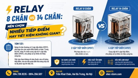 ⚡ Relay 8 chân vs 14 chân: Nên chọn nhiều tiếp điểm hay tiết kiệm không gian?