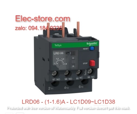 Relay Nhiệt Schneider - LRD series - Đuôi Nhiệt Schneider LRD06 (1-1.6)A - rơ le nhiệt schneider