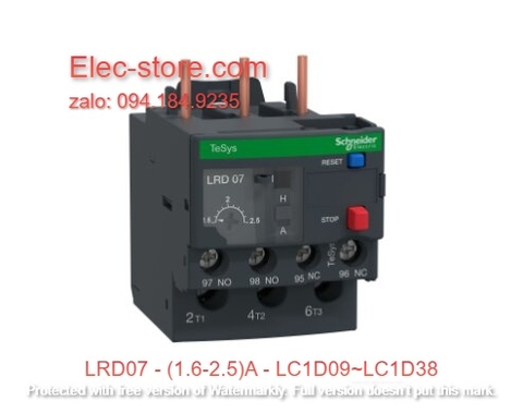 Relay Nhiệt Schneider - LRD series - Đuôi Nhiệt Schneider LRD07 (1.6-2.5)A - rơ le nhiệt schneider