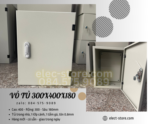 Vỏ Tủ Trong Nhà 300x400x180mm - Vỏ Tủ Điện Công Nghiệp 300x400x180mm - Vỏ Tủ Tôn 30x40x18cm