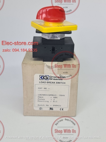 Công tắc LB240 3P 40A  On/Off - Công tắc chuyển mạch dòng điện ba pha LB240 313 09 B13 TDYR - Chuyển mạch dòng 3P 40A 2 vị trí ON/OFF -  Công tắc xoay 2 vị trí đổi dòng 3P 40A - chuyển mạch Salzer
