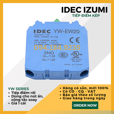 TIẾP ĐIỂM PHỤ IDEC YW-EW20 - TIẾP ĐIỂM ĐƠN 2NO