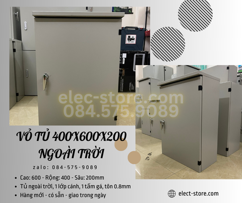 Vỏ Tủ Ngoài Trời 400x600x200mm - Vỏ Tủ Điện Công Nghiệp Ngoài Trời 400x600x200mm - Vỏ Tủ Tôn ngoài trời 40x60x20cm