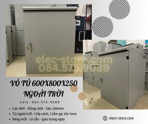 Vỏ Tủ Ngoài Trời 600x800x250mm - Vỏ Tủ Điện Công Nghiệp Ngoài Trời 600x800x250mm - Vỏ Tủ Tôn Ngoài Trời 60x80x25cm