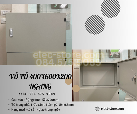 Vỏ Tủ Ngang 400x600x200mm - Vỏ Tủ Điện Công Nghiệp Ngang 400x600x200mm - Vỏ Tủ Tôn Ngang 40x60x20cm