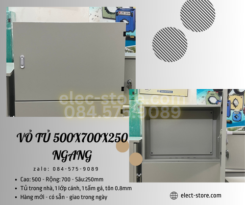 Vỏ Tủ Ngang 700x500x250mm - Vỏ Tủ Điện Công Nghiệp Ngang 700x500x250mm - Vỏ Tủ Tôn ngang 70x50x25cm