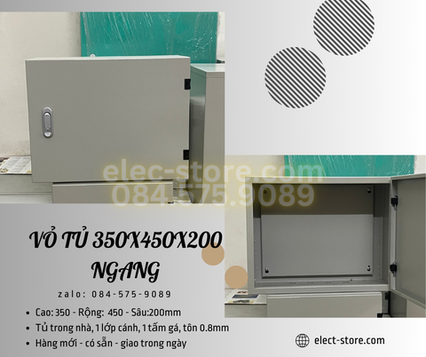 Vỏ Tủ Ngang 450x350x200mm - Vỏ Tủ Điện Công Nghiệp ngang 450x350x200mm - Vỏ Tủ Tôn Ngang 45x35x20cm
