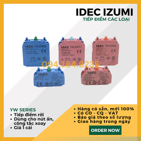 TIẾP ĐIỂM PHỤ IDEC YW-EW11 - TIẾP ĐIỂM ĐƠN 1NO 1NC