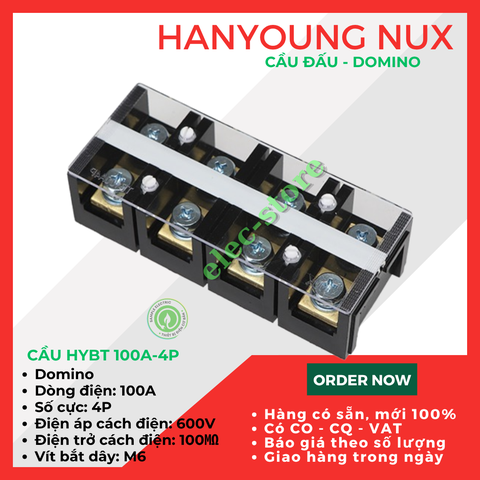 Cầu Đấu Hanyoung HYBT - Cầu Đấu HYT - Cầu Đấu 100A 4P Hàn Quốc -  HYBT 1004 Hanyoung Nux