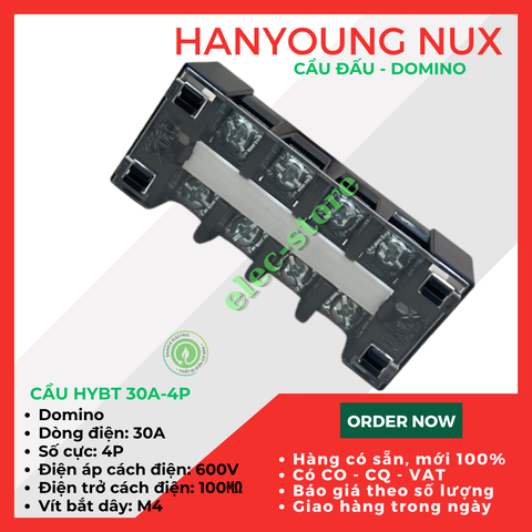 Cầu Đấu Hanyoung HYBT - Cầu Đấu HYT - Cầu Đấu 30A 4P Hàn Quốc -  HYBT 304 Hanyoung Nux