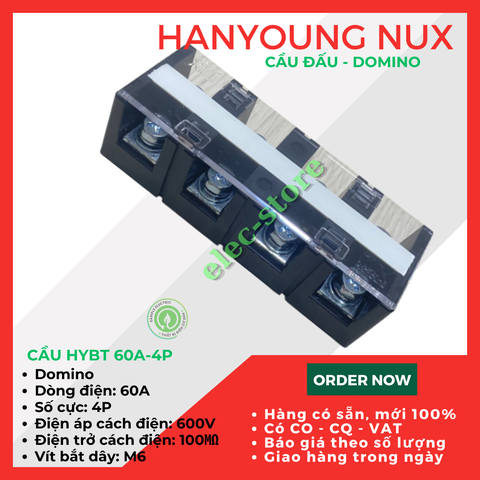 Cầu Đấu Hanyoung HYBT - Cầu Đấu HYT - Cầu Đấu 60A 4P Hàn Quốc -  HYBT 604 Hanyoung Nux