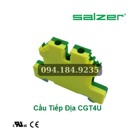 Cầu đấu dây mắt rời CGT4U - Cầu Tiếp Địa  - Cầu đấu tiếp địa PE 4 mm² G4 | Rail DIN, xanh-vàng, 32A - Cầu đấu connectech Salzer