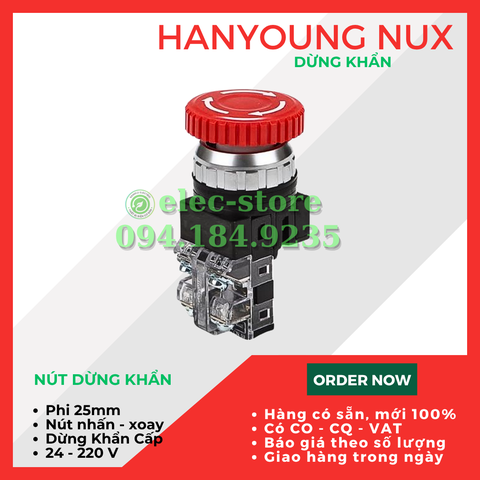 Nút dừng khẩn Hanyoung CRE-25M1R phi 25 - Dừng Khẩn Cấp Hanyoung