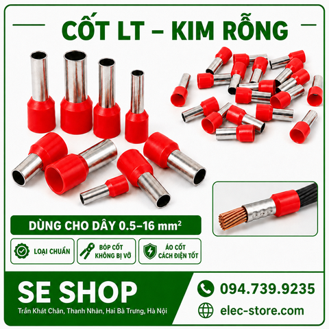 Đầu Cosse Pin LT – Cosse Pin Rỗng ⚡ Đầu Bấm Dây Điện