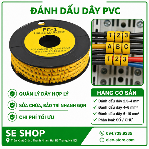 Combo 10 Số Đánh Dấu Dây EC1 Từ 0–9 ⚡ Cable Marker – 500 Mắt/Bộ