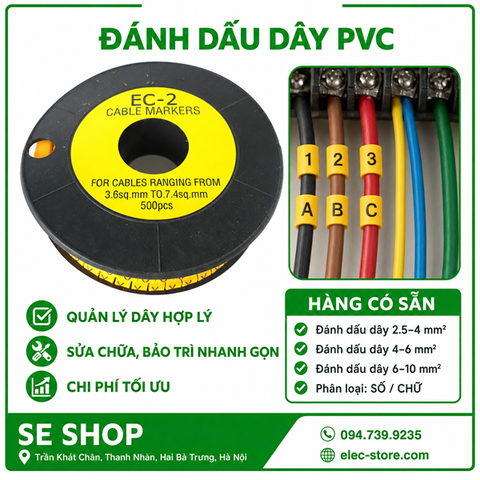 Combo 10 Số Đánh Dấu Dây EC2 Từ 0–9 ⚡ Cable Marker – 500 Mắt/Bộ