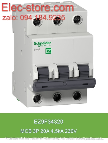 Schneider EZ9F34320 - Easy9 MCB - 3P 20A - C curve - 4500 A - 230 V