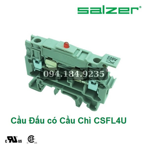 Cầu đấu dây mắt rời F4UL - Cầu đấu có cầu chì CF4UL - Cầu đấu cầu chì Ø5×20/25 F4U(L) | Có đèn chỉ thị, 6.3A 750V - Cầu đấu connectech Salzer