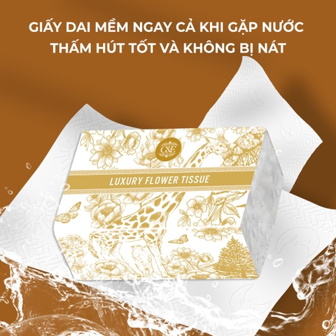 [THÙNG 20 GÓI] Khăn Giấy Ăn Cao Cấp C&E - LUXURY FLOWER TISSUE 8D Dạng Gói Nhỏ Để Bàn Giấy Vệ Sinh