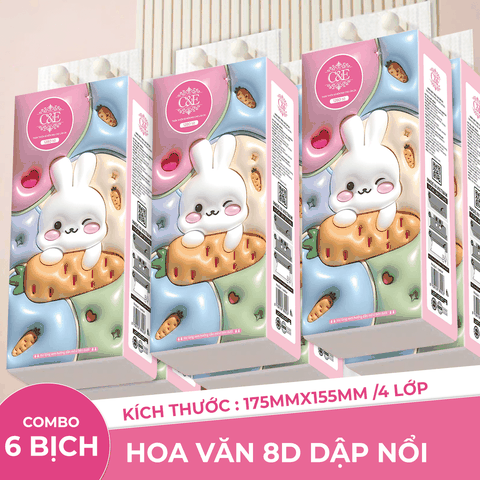 [THÙNG 6 BỊCH] Khăn Giấy Rút C&E Thỏ 1280 Tờ - 4 Lớp Tiện Dụng, Khăn Giấy Đa Năng, Thấm Hút Nhanh, Khăn Giấy Ăn, Dùng Cho Gia Đình và Văn Phòng Giấy Vệ Sinh Toilet giay  rut