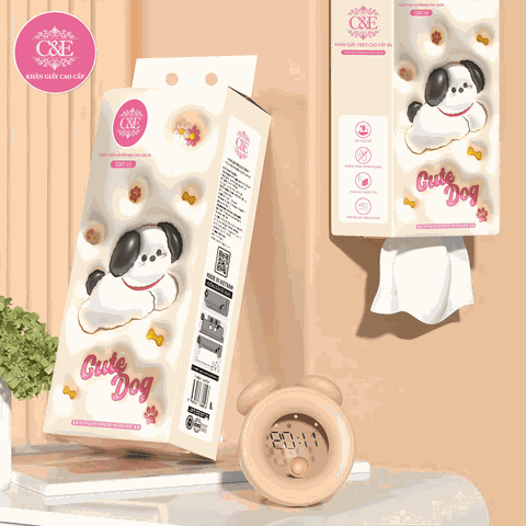 [THÙNG 4 BỊCH] Khăn Giấy Rút Cao Cấp C&E Cute Dog 1280 Tờ - 4 Lớp Tiện Dụng, Khăn Giấy Đa Năng, Khăn Giấy Ăn, Thấm Nhanh Tốt, Dùng Cho Gia Đình Và Văn Phòng Giấy Vệ Sinh giay  rut