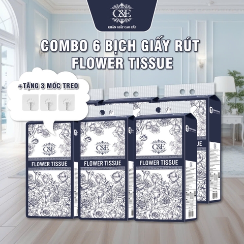 [THÙNG 6 Bịch] Khăn Giấy Ăn Cao Cấp C&E - Hoạ Tiết Flower Tissue - Phiên Bản Classic Khăn Giấy Lau Đa Năng, An Toàn Cho Làn Da Nhạy Cảm Giấy Vệ Sinh Toilet giay  rut