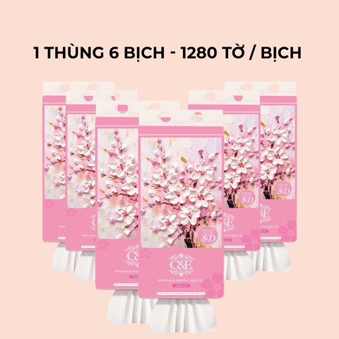 Khăn giấy treo cao cấp C&E 8D Hoa Hồng
