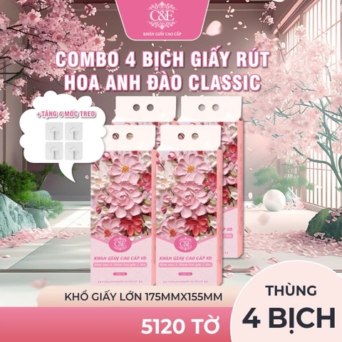Khăn giấy treo cao cấp C&E 8D Hoa Hồng