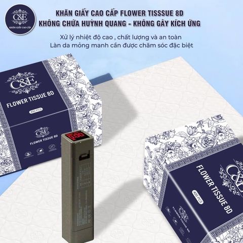 [THÙNG 20 GÓI] Khăn Giấy Ăn Cao Cấp C&E - Hoạ Tiết Flower Tissue 8D Dạng Gói Nhỏ Để Bàn Giấy Vệ Sinh giay  rut