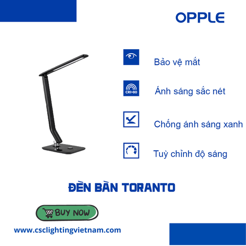 Đèn LED Bàn OPPLE Toranto Điều Chỉnh Độ Sáng 4000K 7W - Đen - Chính hãng