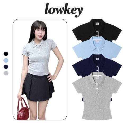 K5214 LOWKEY_ÁO THUN POLO NỮ TAY NGẮN PHỐI REN CHẤT COTTON BORIP ÔM BODY CO GIÃN THOÁNG MÁT