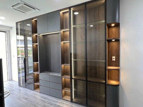 Tủ Kính Đen Hiện Đại Cao Cấp