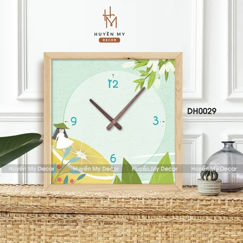 Đồng Hồ Khung Gỗ Treo Tường Mèo Con Dễ Thương Nhẹ Nhàng Huyền My Decor- DH-0026