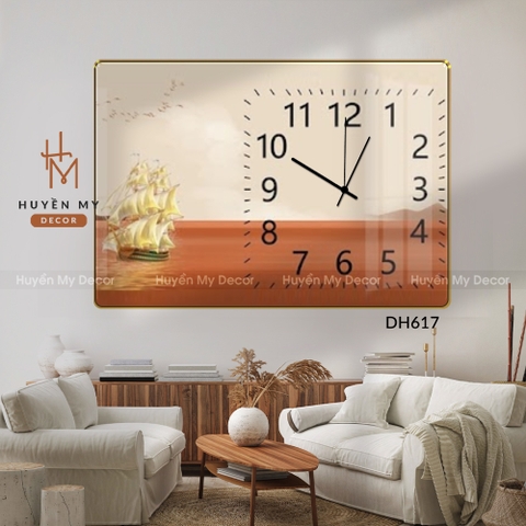 Tranh Đồng Hồ Tráng Gương Phong Cảnh Thời Trang Sang Trọng Huyền My Decor DH617