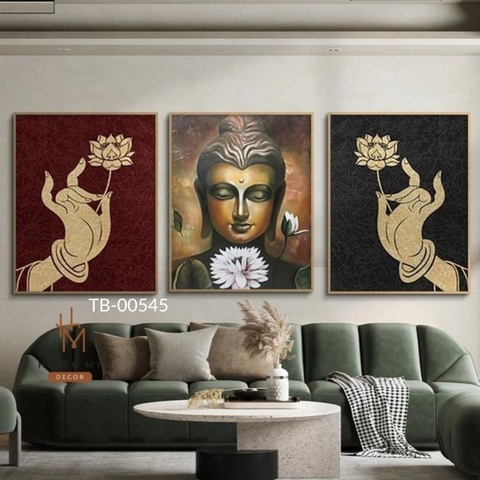 Bộ 3 Tranh Tráng Gương Phật Giáo; Tranh Phật Ý Nghĩa Huyền My Decor TB-00545