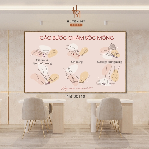 Bộ 3 Tranh Nails; Sơn Móng Nghệ Thuật Chất Liệu Tráng Gương; Lụa Kim Sa Decor Tiệm Nails; Tiệm Làm Móng Huyền My Decor NS-00110