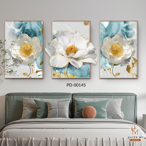 Bộ 3 Tranh Tráng Gương Phù Điêu Hoa Trang Trí Không Gian Hiện Đại Huyền My Decor PD-00145