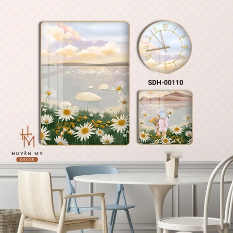 Set 3 Tranh Đồng Hồ Phong Cảnh Cánh Đồng Hoa Nghệ Thuật Trang Trí Không Gian Hiện Đại Huyền My Decor  Huyền My Decor SDH-00110