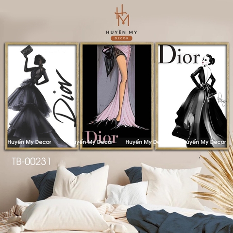 Tranh Bộ 3 Cô Gái, Thời Trang Thương Hiệu Dior Decor Nghệ Thuật Hiện Đại; Trang Trí Phòng Ngủ, Phòng Khách TB-00231 Huyền My Decor