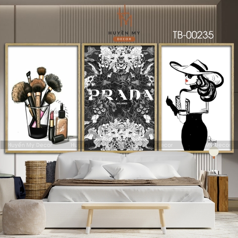 Tranh Bộ 3 Cô Gái Thời Trang Thương Hiệu Prada Decor Nghệ Thuật Hiện Đại  TB-00235 Huyền My Decor