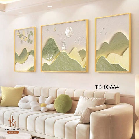 Bộ 3 Tranh Phong Cảnh Hiện Đại Nghệ Thuật Trang Trí Phòng Ngủ; Phòng Khách Huyền My Decor TB-00664