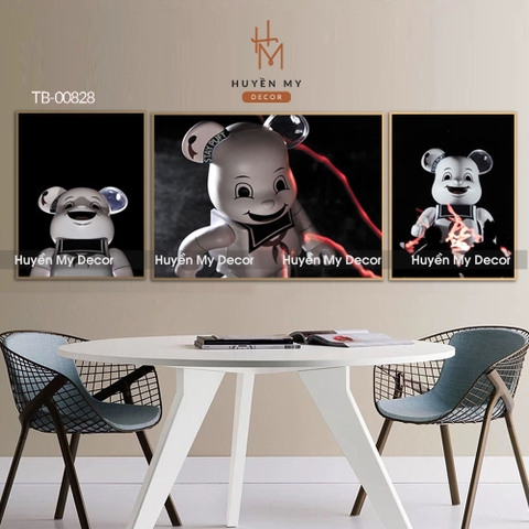 Tranh Bộ 3 Gấu Kaws Hiện Đại Trang Trí Phòng Ngủ; Phòng Khách Huyền My Decor TB-00828