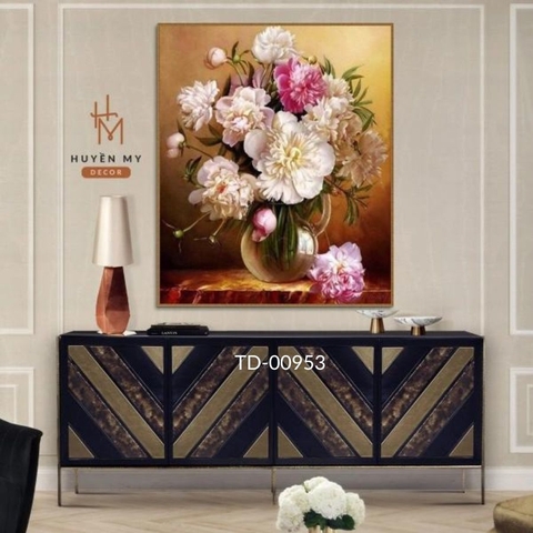 Tranh Đơn Bình Hoa Mẫu Đơn Trang Trí Phòng Ngủ Phòng Khách Huyền My Decor TD-00953