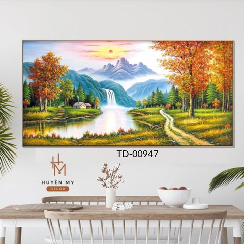 Tranh Đơn Phong Cảnh Non Nước; Sơn Thủy Hữu Tình Yên Bình Huyền My Decor TD-00947