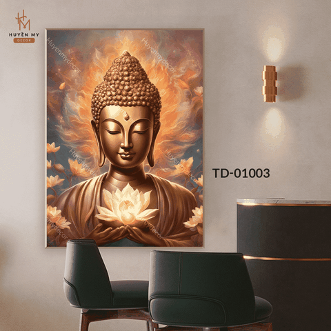 Tranh Đơn Phậtt- Phật Gíao Nghệ Thuật Hiện Đại Trang Trí Không Gian Huyền My Decor TD-01003