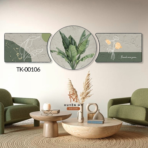 Bộ 3 Tranh Khuyết Tráng Gương Hoa Hướng Dương Trang Trí Phòng Khách, Phòng Ngủ Huyền My Decor TK-00226