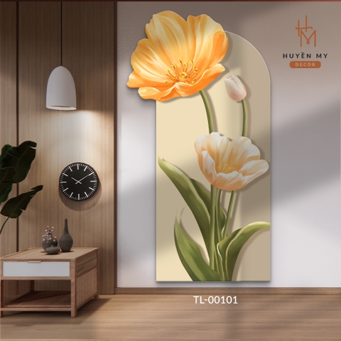 Tranh Phù Điêu Hoa Tuilip Nghệ Thuật Huyền My Decor Tranh Trí Phòng Ngủ; Phòng Khách Tl-00101