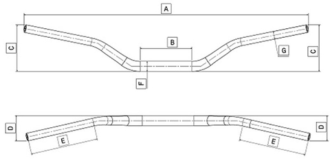 Ghi đông Domino HRN Cao màu Đen Ø 28